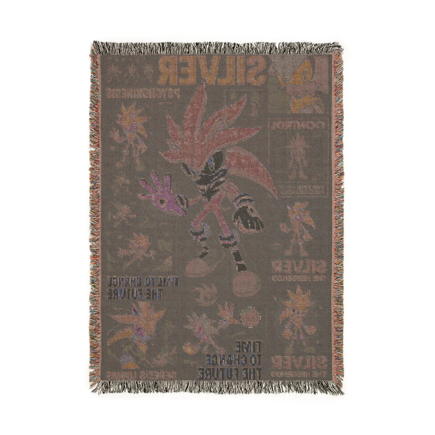 Decorative throw blanket with palm tree design on a plain background