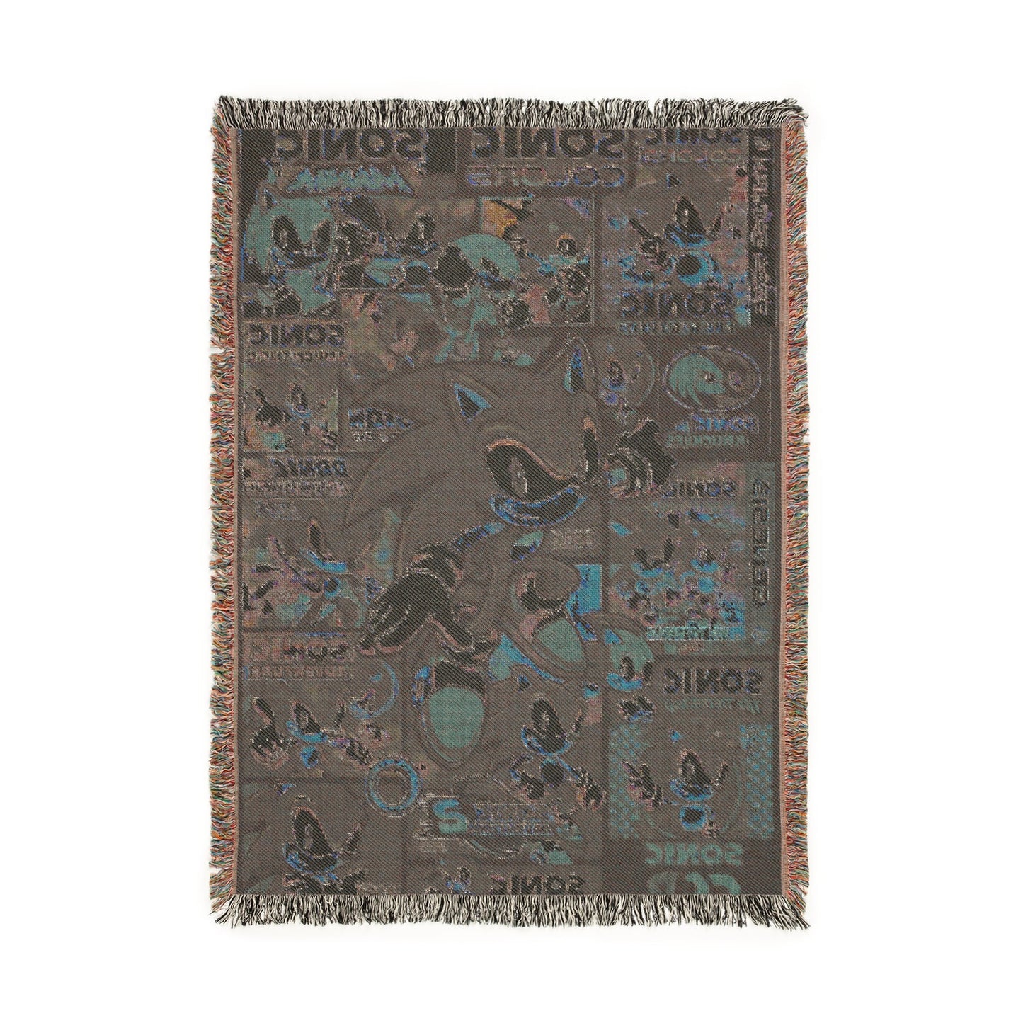 Decorative throw blanket with a horse design on a white background